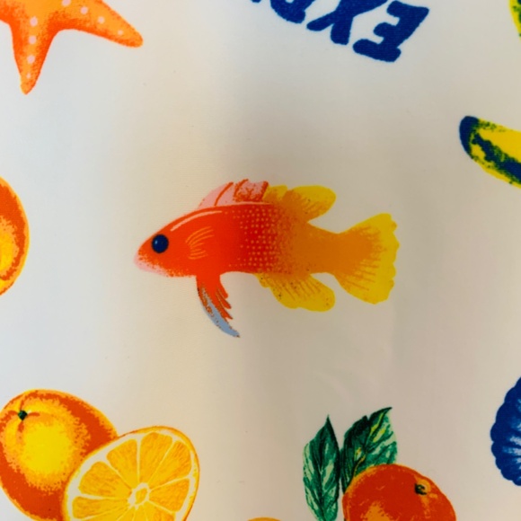 Old Navy One Piece Swimsuit Womens Large White Tropical Fish Food Novelty Print - Picture 4 of 15